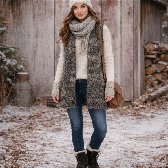 cocogio Sweaters - COCOGIA longline cardigan vest multi color brown blue tan mohair wool medium